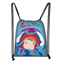 Anime Totoro / Ponyo / Spirited Away  Drawstring Bag women Fashion Canvas Backpa - £13.70 GBP