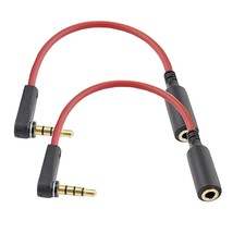 2Pack 6 Inch 4-Pole 3.5Mm Male Right Angle To 3.5Mm Female Stereo Audio ... - £10.99 GBP