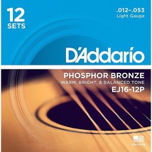 D&#39;Addario EJ16-12P Phosphor Bronze Light Acoustic Guitar String (12-Pack) - £108.56 GBP