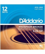 D&#39;Addario EJ16-12P Phosphor Bronze Light Acoustic Guitar String (12-Pack) - £106.71 GBP