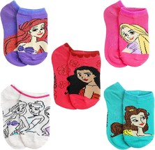 Disney Princess Ariel, Moana &amp; Belle 5 Or 10-Pack Low Cut No-Show Socks Ages 5-9 - £6.77 GBP+