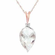 12.3 Carat 14K Solid Rose Gold Sea Spray White Topaz Diamond Necklace 14&quot;-24&quot; - £295.62 GBP