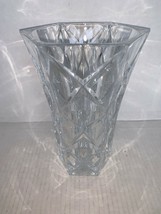 Crystal vase hexagonal cut faceted 8 1/4&quot; tall - $30.00