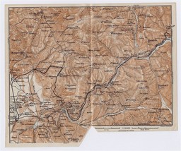 1909 Antique Map Of Vicinity Of Tivoli / Lazio / Italy - £13.44 GBP