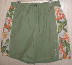 Excellent Mens Nautica Green &amp; Hawaiian Print Swim Trunks Size L - £18.59 GBP