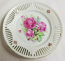 Handpainted Decorative Plate Flower Rose Gold Gilt Bavaria Collector Pink - $24.95