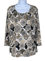 Ruby Rd Size PXL Petite Pullover Tunic Blouse Top Floral 3/4 Sleeve - £13.25 GBP