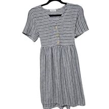 Espresso Shortsleeved A-line Dress Gray White Striped Pattern Button Sm ... - $4.00