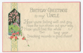 NEW 1920&#39;s Birthday Greeting for Uncle- Floral Border, NOS - £6.31 GBP