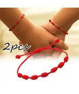 Lucky red string bracelet Kabbalah Amulet 7 Knots Protection Rope Man Wo... - €12,05 EUR