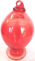 ORANGE RED BUBBLE GLASS DECORATIVE BUBBLE BALLOON FIGURINE MURANO ITALY - $21.46 CAD
