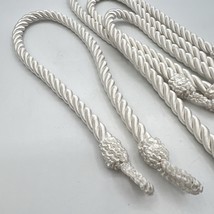 Set 4 White Braided Satin Curtain Drapery Tie Hold Backs 22&quot; - £20.90 GBP