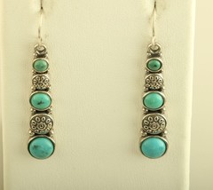 Vintage Shube Dakota Southwestern sterling Silver 925 Turquoise Wire earrings - £63.30 GBP