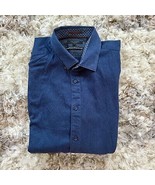 Ted Baker Mens 6 long sleeved blue geometric button down shirt - $26.57 CAD