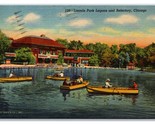 Boats in Lincoln Park Lagoon Chicago IL Linen Postcard W7 - $2.92