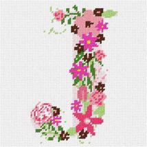 Pepita Needlepoint kit: The Letter J Flowering, 7&quot; x 7&quot; - £37.57 GBP+