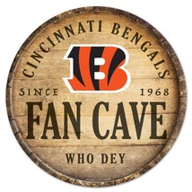 Cincinnati Bengals Sign Wood 14 Inch Round Barrel Top Design - $43.99