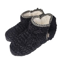 Muk Luks Cozy Womens Sipper Size 6 Chenille Black Bootie Lined Comfort - £15.82 GBP