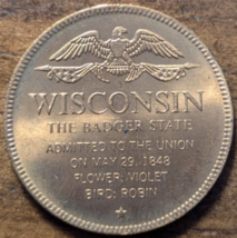 1848 Madison, Wisconsin Badger 30th State Violet Flower Shell Gas Station Token - $8.59