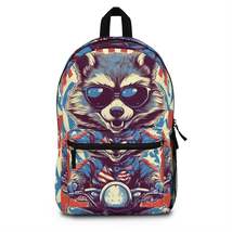 Raccoon Motorcycle Bike Rider Furry Animal Graphic Backpack - $110.27