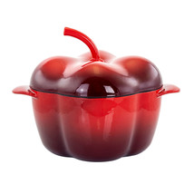 MegaChef Pepper Shaped 3 Quart Enameled Cast Iron Casserole in Red - £110.10 GBP