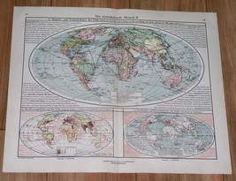 1926 ORIGINAL VINTAGE MAP OF THE WORLD TRANSPORTATION / POPULATION AFRIC... - $24.11