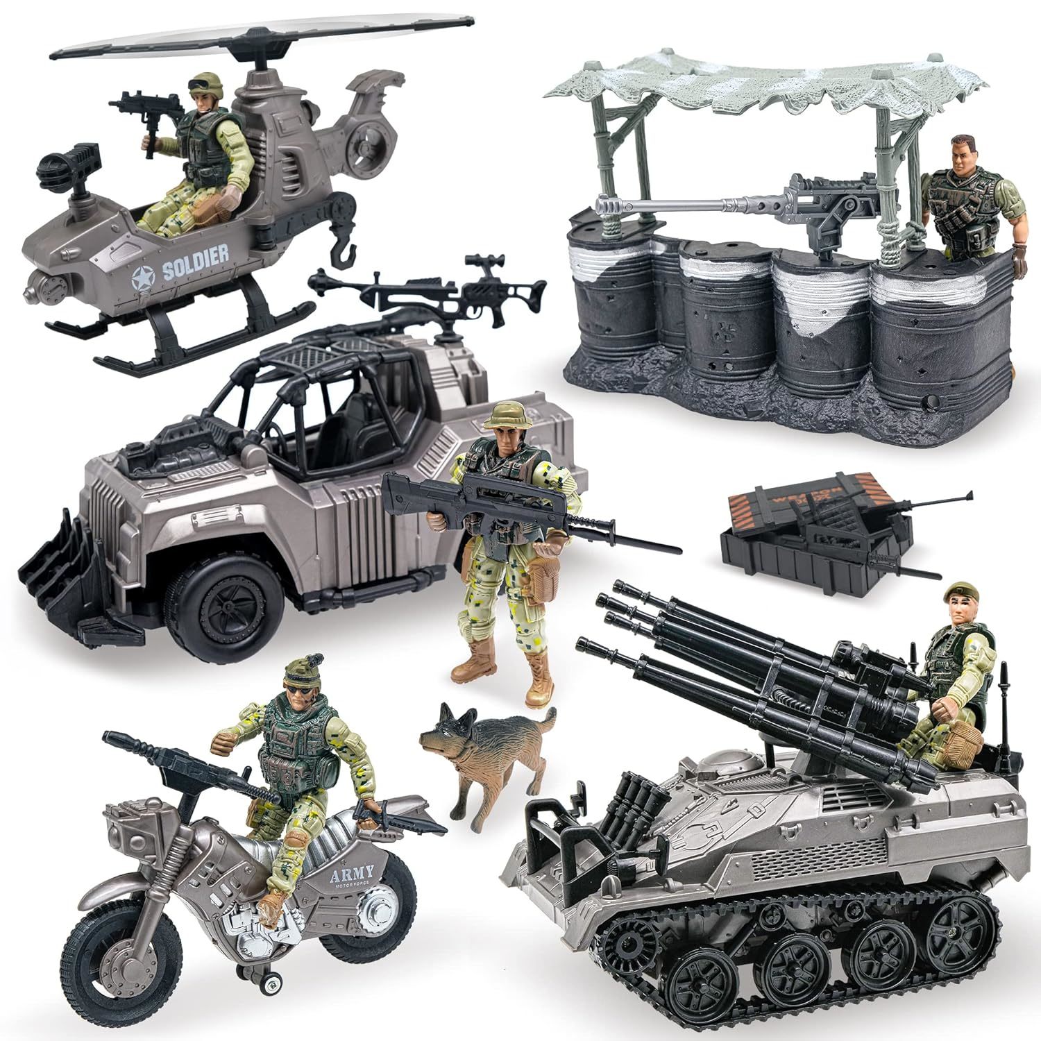 Us Army Men Action Figures With Military Vehicles Toys Playset, Toy Soldiers Wit