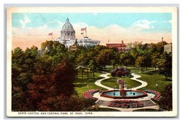 State Capiol Building and Central Park St Paul Minnesota MN WB Postcard W6 - $1.93