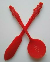 Peanut Planters Nuts Red Spreader &amp; Nut Spoon Original Plastic 1950s Vin... - $14.17
