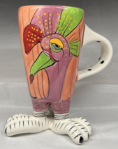 Blue Sky Coffee Tea Cup Mug 12oz Ceramic Pink Peacock 2009 Clayworks - £15.55 GBP