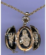 Religioso Uovo Ciondolo W/Trasparente Cristallo Croce, Nero Main Con Dec... - $66.75 CAD