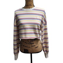 Hollister Striped Crop Sweater Multi Color Retro Casual Long Sleeve Size S - $17.63