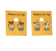 2 Pair New Fashion Jewelry Women&#39;s Stud Earrings Silver Color Alloy Appx... - £9.27 GBP