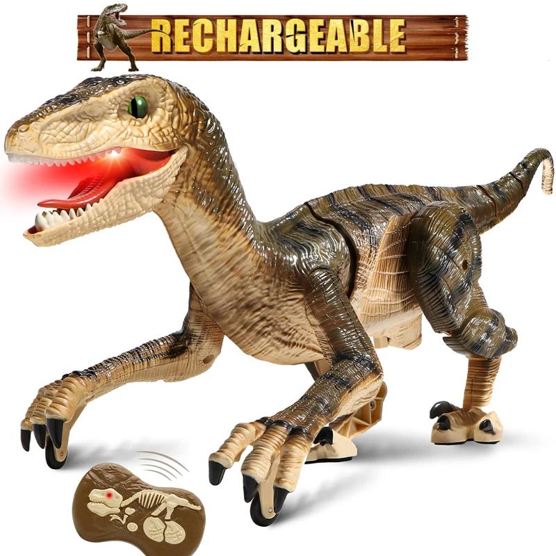 Kids RC Dinosaur Raptor 2.4G Remote Control Velociraptor Toy Electric Walking - £51.29 GBP+