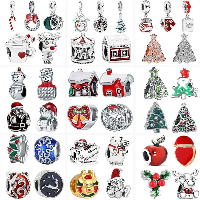 Sporting New Christmas Tree Santa Claus Snowman House Reindeer ClAic Bead Fit Or - £23.51 GBP