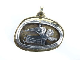 Retired Jeep Collins Sterling and Brass Shadowbox angel Pendant - $140.33