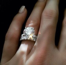 Engagement Ring Set 6.50Ct Round Cut Simulated Diamond 14K White Gold Size 8.5 - £203.71 GBP
