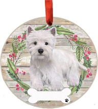 Westie Dog Wreath Ornament Personalizable Christmas Tree Holiday Decoration - $14.35