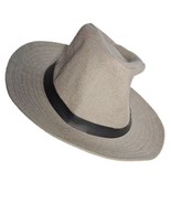 Hat Gray Paper Size 58 7-1/4 Straw Panama Fedora Style Sun Brim Beach Su... - £8.59 GBP