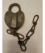ANTIQUE BRASS HEART SHAPED LOCK DE CO. ENGRAVED - €27,30 EUR