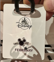 Disney Park Mickey Mouse Faux Amethyst February Birthstone Ring Silver Color