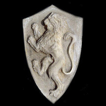 Rampant Lion Coat of Arms Shield Wall Sculpture Relief - $19.79