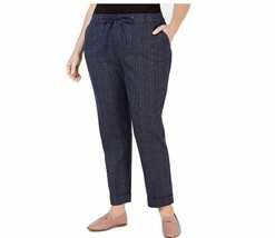 Charter Club Womens Plus 22W Navy Combo Plaid Pockets Mid Rise Casual Pants NWT - £19.93 GBP
