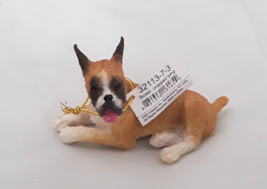 Boxer Dog Figurines Lying Down Cropped Puppys Dogs Resin New in Box 3.5&quot; - $9.49