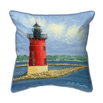 Betsy Drake Breakwater Lighthouse Large Indoor Outdoor Pillow 18x18 - £37.59 GBP