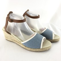 Soludos Womens Wedge Sandal Denim Chambray Blue Ankle Strap Buckle Size 10 - £18.90 GBP