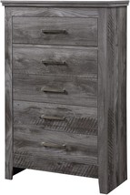 5 Drawer Wood Chest, Rustic Gray Oak, Acme Furniture, 31.25 X 15.5&quot; X 48. - £388.32 GBP