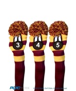 New 3 pc RED YELLOW 3 4 5 KNIT Hybrid Rescue golf club headcover Head cover - $44.28 CAD