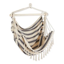 Blue and Cream Ticking Stripe Hammock Chair with Fringe Trim - £42.32 GBP