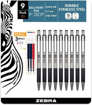 F-301 Ballpoint Retractable Pen, Black Ink, Fine Point Tip, 9 Pens per P... - £20.23 GBP